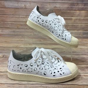 ADIDAS 8 Sneakers White Leather SuperStar Cut Outs